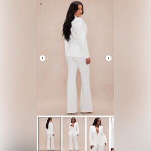 Elegant White Women's suit set/ Nathalie embroidered blazer suit set